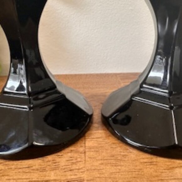 Vintage Indiana Glass Black Amethyst Candle Holders Pair Gothic Decor Art Deco S - Picture 5 of 5